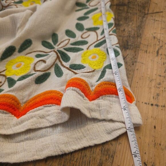 IVY JANE Linen Blend Embroidered Floral Peacock Tunic Size Small Boho Hippie - Picture 8 of 8
